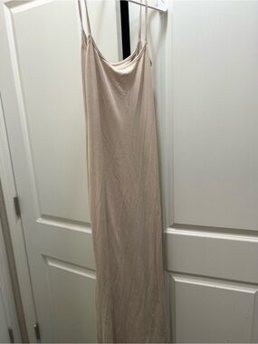 Women’s Slip Maxi Dress in Light Beige - Minimalist Style
